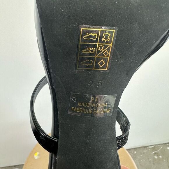 Jeffery Campbell Women’s Hustler Black Patent Leather Slip On Square Toe Sandal - Picture 3 of 11